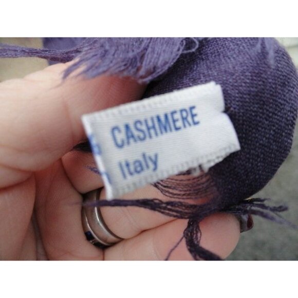 Vintage 1970s VALENTINO COUTURE Scarf Wrap Cashmere Silk Purple Beige Polka Dot - Picture 6 of 10